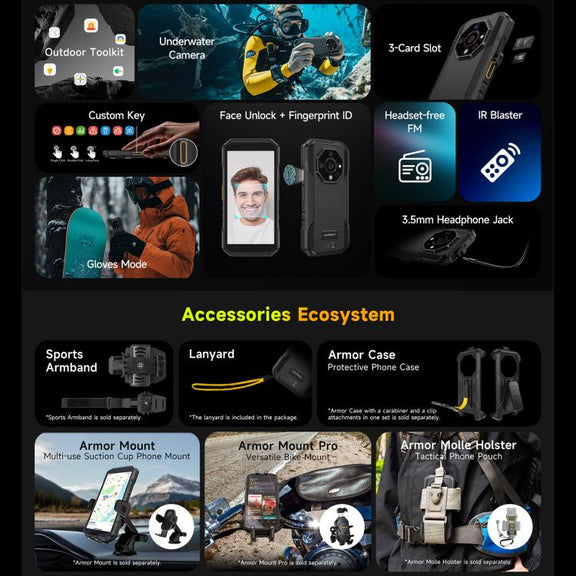 Ulefone Armor X32 Rugged Phone, 6GB+128GB, Night Vision, 5.65 inch Android 14 MediaTek Helio G91 Octa Core, Network: 4G, NFC, OTG (Classic Black)