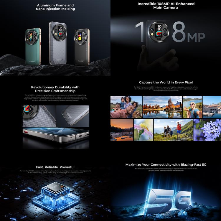Oukitel WP200 Pro 5G Rugged Phone, 24GB+1TB, Screen Fingerprint, 6.7 inch Android 15.0 MTK Dimensity 8200 Octa-Core, NFC, OTG, Network: 5G (Grey)