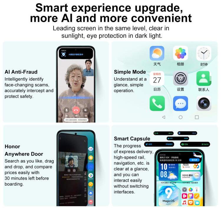 Honor Play 60, 8GB+256GB, Side Fingerprint, 6.61 inch MagicOS 9.0 Dimensity 6300 Octa Core, Network: 5G, OTG (Cyan) - free shipping - PMc TechLife - Order now!