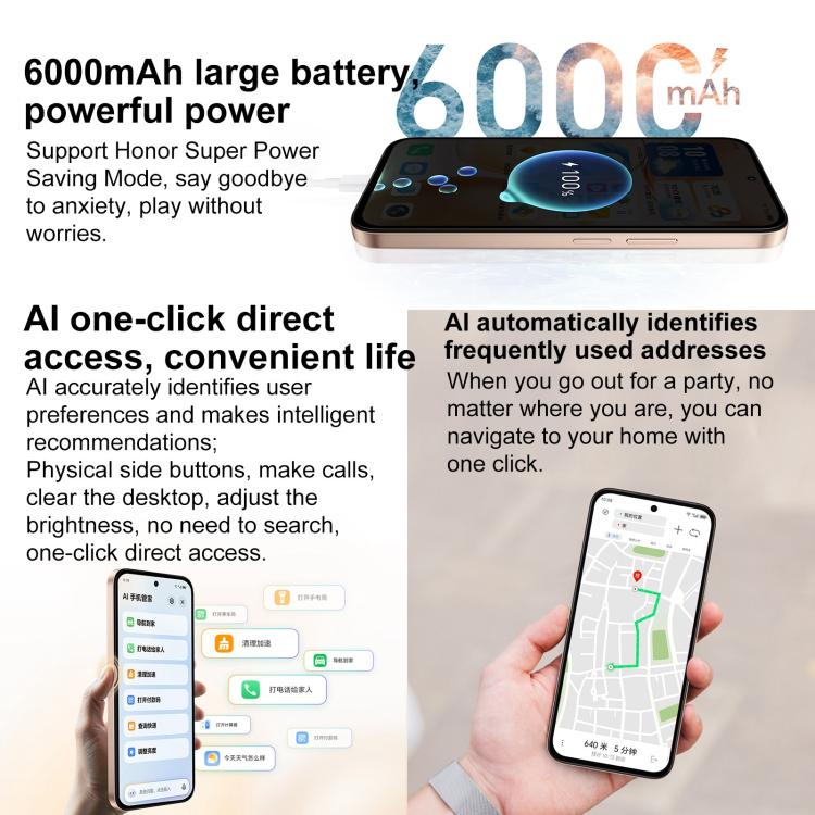 Honor Play 60m, 12GB+256GB, Side Fingerprint, 6.61 inch MagicOS 9.0 Dimensity 6300 Octa Core, Network: 5G, OTG (Black) - free shipping - PMc TechLife - Order now!