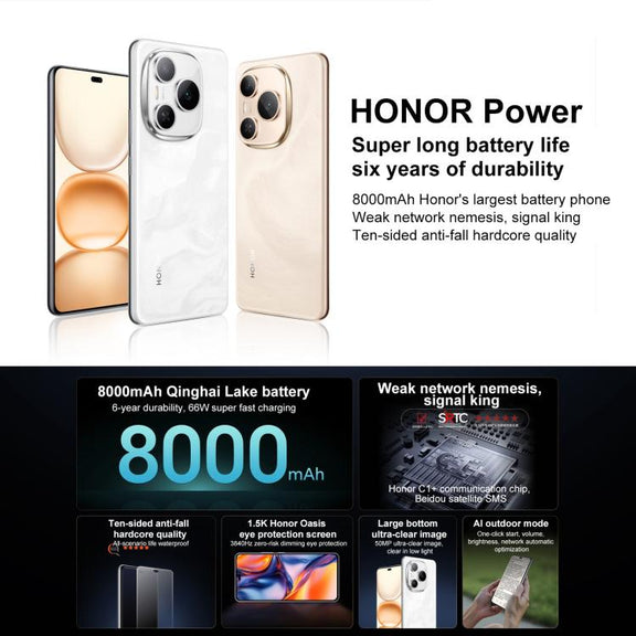 Honor Power, 12GB+256GB, Screen Fingerprint, 6.78 inch MagicOS 9.0 Snapdragon 7 Gen 3 Octa Core, Network: 5G, NFC, OTG (Black)