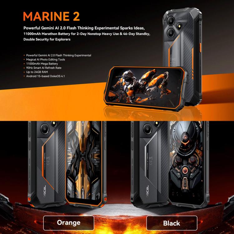 Blackview Oscal Marine 2, 4GB+64GB, 6.56 inch Android 15 Unisoc UMS9230E T615 Octa Core, Network: 4G, OTG, NFC (Orange)