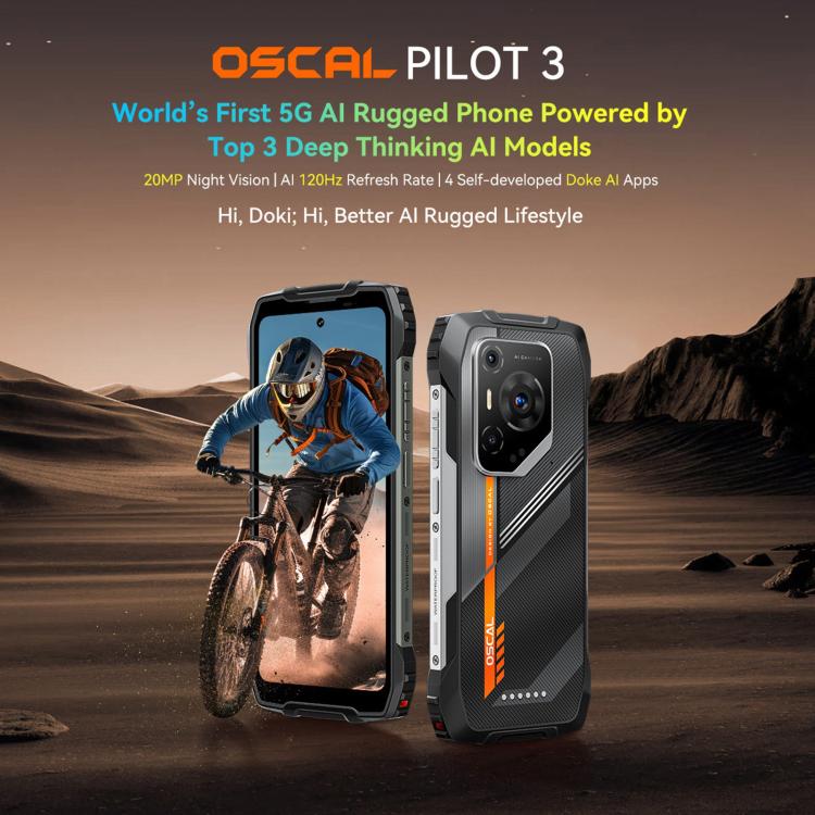 Blackview Oscal Pilot 3 5G Rugged Phone, 12GB+256GB, Night Vision Camera, 6.78 inch Android 15 MediaTek Dimensity 6300 Octa Core, Network: 5G, OTG, NFC (Black)