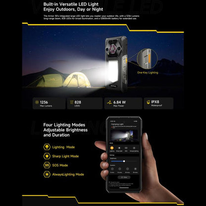 Ulefone Armor 30, 12GB+512GB, Night Vision, IP68/IP69K Rugged Phone, 6.95 inch Android 15 MediaTek Helio G100 Octa Core, Network: 4G, NFC, OTG (Black) - free shipping - PMC Jewellery - Order now!