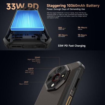 Ulefone Armor X16 Pro, 8GB+256GB, Night Vision, IP68/IP69K Rugged Phone, 6.56 inch Android 15 MediaTek Dimensity 6300 Octa Core, Network: 5G, NFC, OTG (Wasteland Shadow) - free shipping - PMC Jewellery - Order now!
