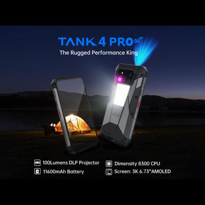 Unihertz Tank 4 Pro Projector Rugged Phone, 18GB+1TB, Night Vision, 6.73 inch Android 14 Dimensity 8300 Octa Core, Network: 5G, NFC (Black) - free shipping - PMC Jewellery - Order now!