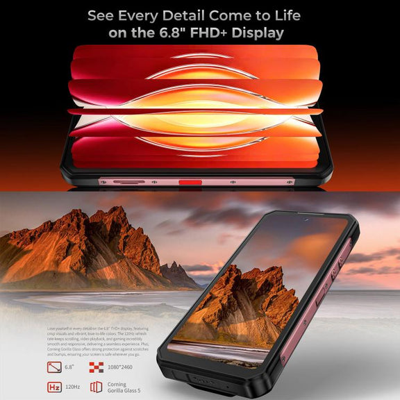 Oukitel WP56 Rugged Phone, 12GB+512GB, 108MP Camera, Fingerprint Identification, 6.8 inch Android 15 MTK Dimensity 7050 Octa Core, NFC, OTG, Network: 5G (Red)