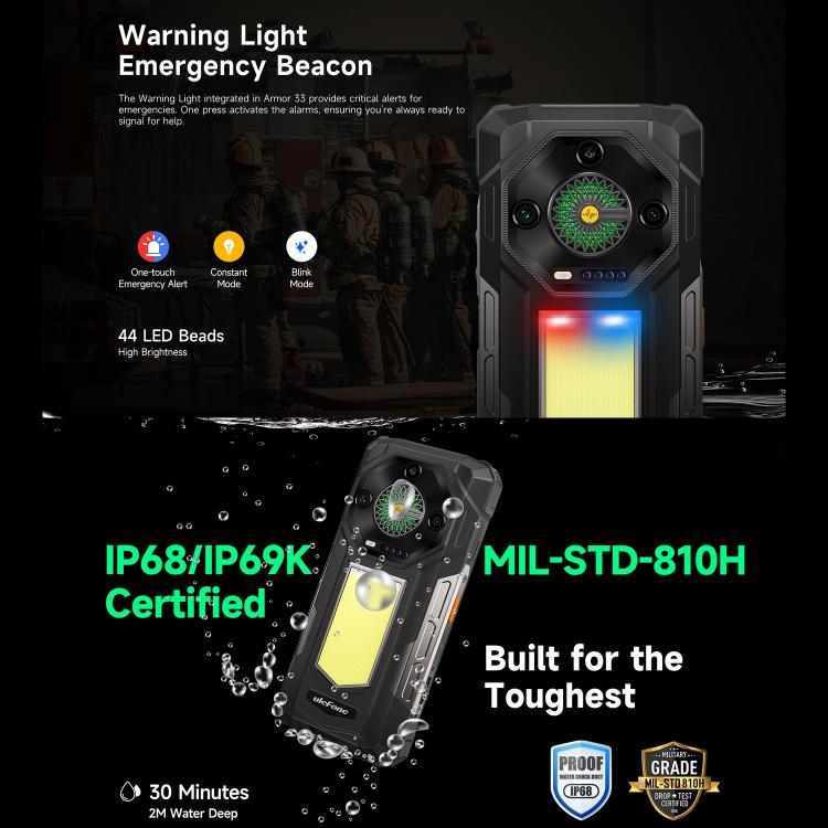 Ulefone Armor 33 Rugged Phone, 12GB+512GB, 6.95 inch Android 15 MediaTek Helio G100 Octa Core, Network: 4G, OTG, NFC, LED Light (Black) - free shipping - PMC Jewellery - Order now!