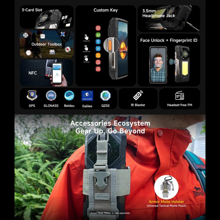 Ulefone Armor 33 Rugged Phone, 12GB+512GB, 6.95 inch Android 15 MediaTek Helio G100 Octa Core, Network: 4G, OTG, NFC, LED Light (Black) - free shipping - PMC Jewellery - Order now!