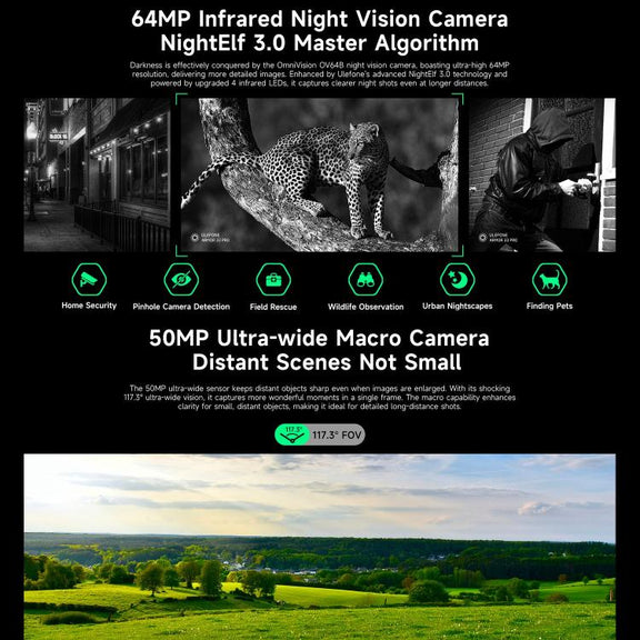 Ulefone Armor 33 Pro Rugged Phone, 16GB+512GB, Night Vision, 6.95 inch + 3.4 inch Dual Screen Android 14 MediaTek Dimensity 7300X Octa Core, Network: 5G, OTG, NFC (Black)
