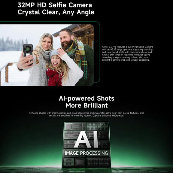 Ulefone Armor 33 Pro Rugged Phone, 16GB+512GB, Night Vision, 6.95 inch + 3.4 inch Dual Screen Android 14 MediaTek Dimensity 7300X Octa Core, Network: 5G, OTG, NFC (Black)