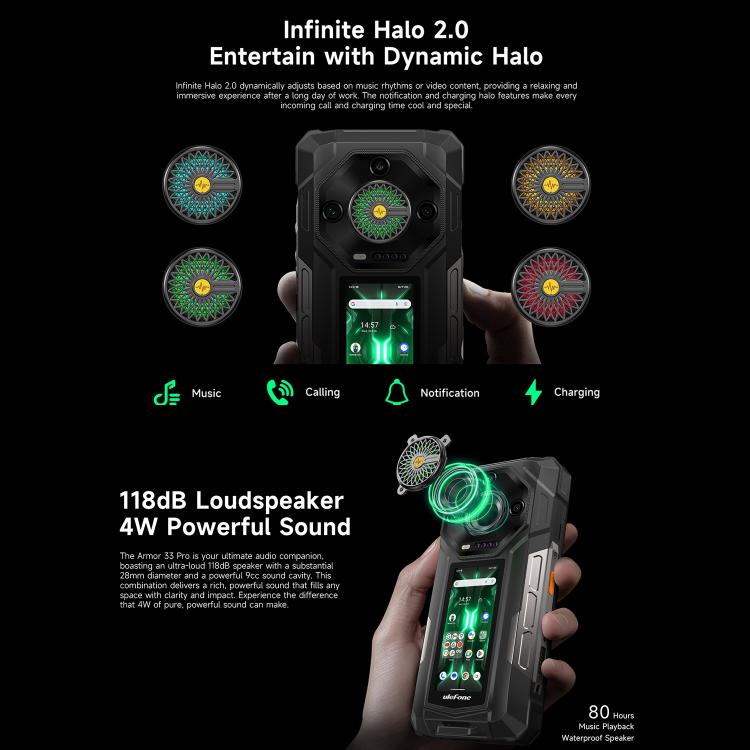 Ulefone Armor 33 Pro Rugged Phone, 16GB+512GB, Night Vision, 6.95 inch + 3.4 inch Dual Screen Android 14 MediaTek Dimensity 7300X Octa Core, Network: 5G, OTG, NFC (Black) - free shipping - PMC Jewellery - Order now!