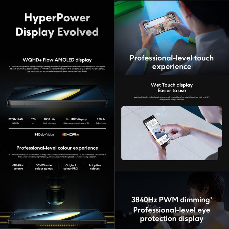 Xiaomi POCO F6 Pro Global, 12GB+256GB, In-screen Fingerprint, 6.67 inch Xiaomi HyperOS Snapdragon 8 Gen 2 Octa Core 3.19GHz, NFC, Network: 5G (Black) - free shipping - PMC Jewellery - Order now!