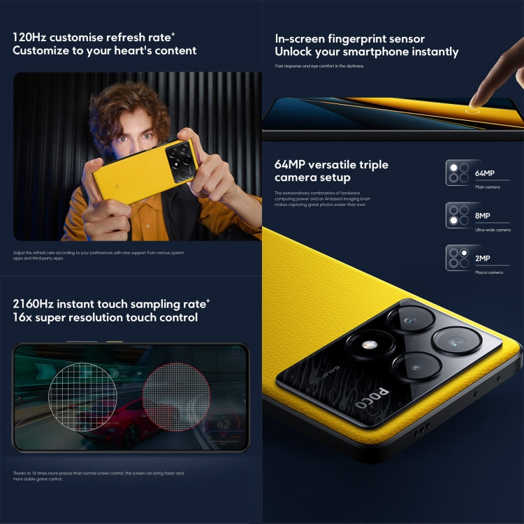 Xiaomi POCO X6 Pro Global, 12GB+512GB, In-screen Fingerprint, 6.67 inch Xiaomi HyperOS MediaTek Dimensity 8300-Ultra Octa Core 3.35GHz, NFC, Network: 5G (Grey)