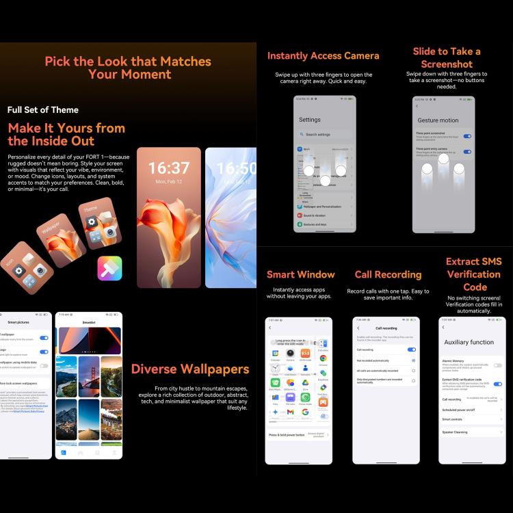 Blackview FORT 1, 6GB+256GB, 6.56 inch Android 15 Unisoc UMS9230E T615 Octa Core, Network: 4G, OTG, NFC (Orange) - free shipping - PMC TechLife - Order now!