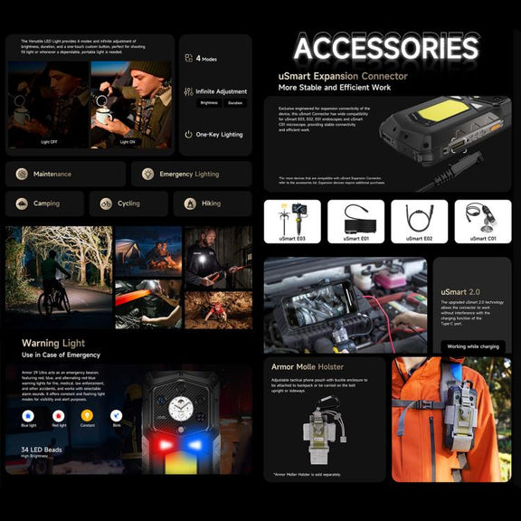 Ulefone Armor 29 Ultra Rugged Phone, 16GB+1TB, Night Vision, 6.67 inch + 1.04 inch Android 15 MediaTek Dimensity 9300+ Octa Core, Network: 5G, Versatile LED Light, Warning Light (Black)