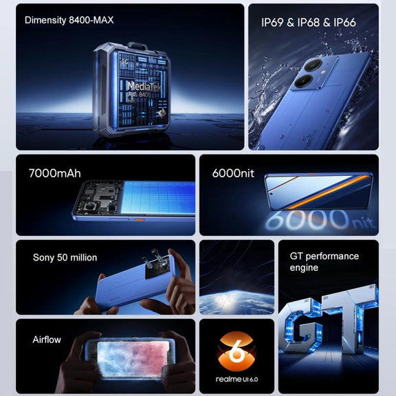 Realme Neo7 SE, 12GB+256GB, 6.78 inch Android 15 / Realme UI 6.0 MediaTek Dimensity 8400-MAX Octa Core, NFC, Network: 5G (Blue)