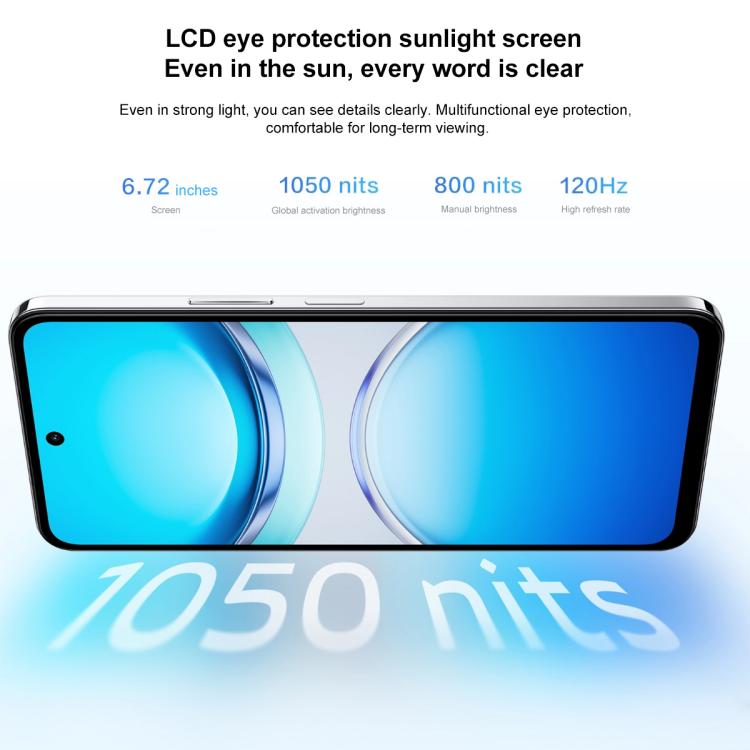 vivo Y300t, 12GB +512GB, Face ID / Side Fingerprint,  6.72 inch Android 15 OriginOS 5 Dimensity 7300 Octa Core, OTG, NFC, Network: 5G (Aqua Blue)