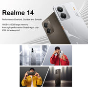 Realme 14, 16GB+256GB, Screen Fingerprint Identification, 6.67 inch Realme UI 6.0 Snapdragon 6 Gen 4 Octa Core, NFC, Network: 5G (Silver)