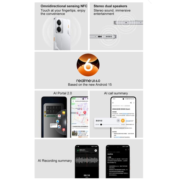 Realme 14, 16GB+512GB, Screen Fingerprint Identification, 6.67 inch Realme UI 6.0 Snapdragon 6 Gen 4 Octa Core, NFC, Network: 5G (Silver) - free shipping - PMc TechLife - Order now!