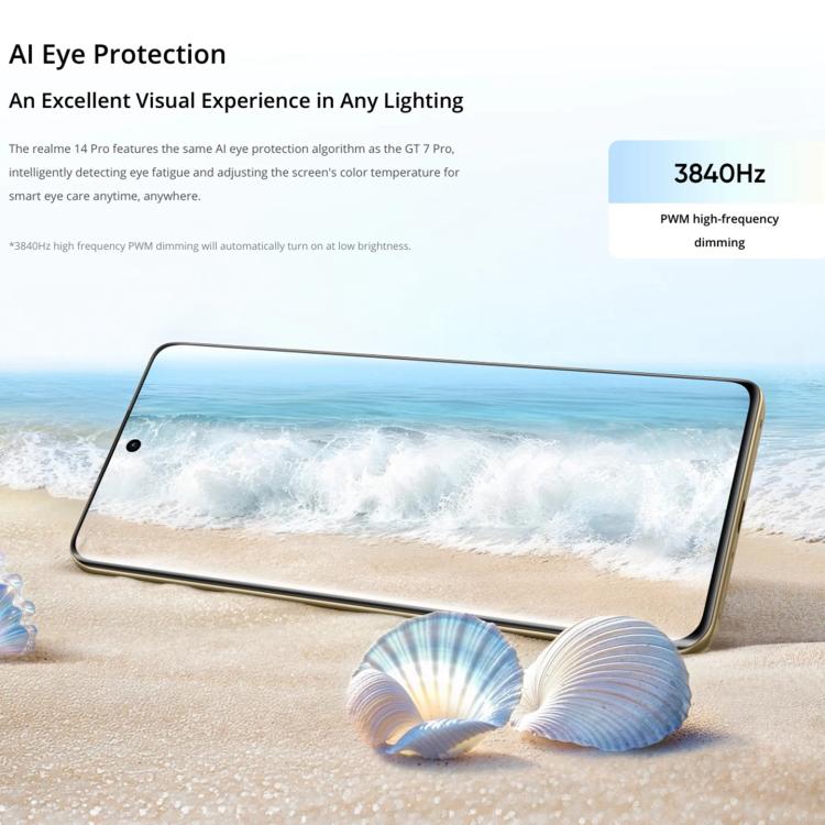 Realme 14 Pro, 16GB+512GB, Screen Fingerprint Identification, 6.77 inch Realme UI 6.0 Dimensity 7300 Octa Core, NFC, Network: 5G (White)