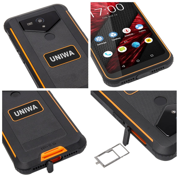 UNIWA F965 Pro Rugged Smart Phone, 6GB+128GB, 6 inch Android 13, MT6762 Octa Core, Network: 4G, NFC, PoC, SOS, EU Plug (Black+Orange)