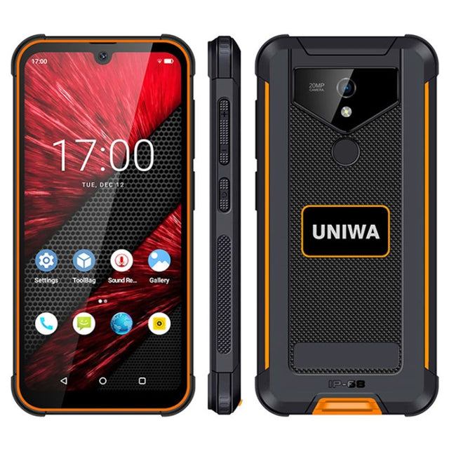 UNIWA F965 Pro Rugged Smart Phone, 6GB+128GB, 6 inch Android 13, MT6762 Octa Core, Network: 4G, NFC, PoC, SOS, US Plug (Black+Orange)