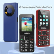 UNIWA V2000 Elder Keypad Phone, 2.4 inch Unisoc T107, 1700mAh Battery, LED Flashlight, SOS, Network: 4G, EU Plug (Blue)