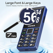 UNIWA V2000 Elder Keypad Phone, 2.4 inch Unisoc T107, 1700mAh Battery, LED Flashlight, SOS, Network: 4G, EU Plug (Blue)