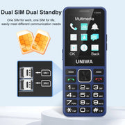 UNIWA V2000 Elder Keypad Phone, 2.4 inch Unisoc T107, 1700mAh Battery, LED Flashlight, SOS, Network: 4G, US Plug (Black)