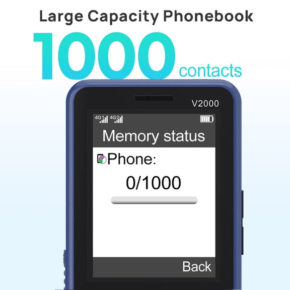 UNIWA V2000 Elder Keypad Phone, 2.4 inch Unisoc T107, 1700mAh Battery, LED Flashlight, SOS, Network: 4G, UK Plug (Blue)