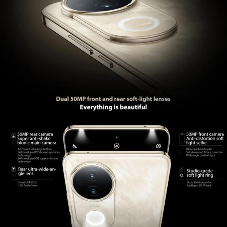 vivo S20, 12GB+256GB, Face ID / Screen Fingerprint Identification, 6.67 inch Android 15 Snapdragon 7 Gen 3 Octa Core, OTG, NFC, Network: 5G (Gold)