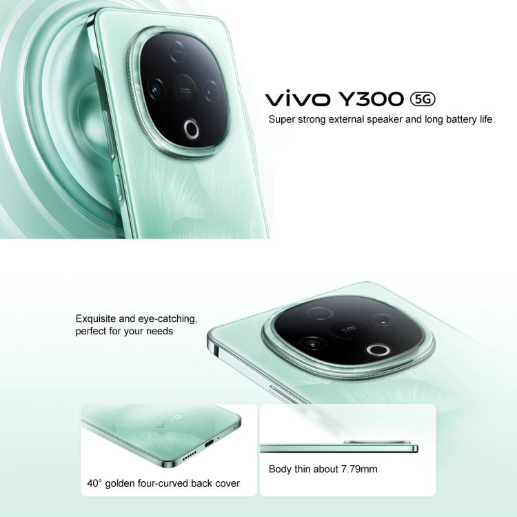 vivo Y300, 12GB+512GB, Face ID / Screen Fingerprint Identification, 6.77 inch Android 15 OriginOS 5 Dimensity 6300 Octa Core, OTG, Network: 5G (Cyan)
