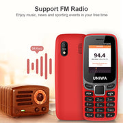 UNIWA E1805, 1.77 inch, SC6531E, 21 Keys, Support Bluetooth, Torch, FM, MP3, MP4, GSM, Dual SIM (Black)