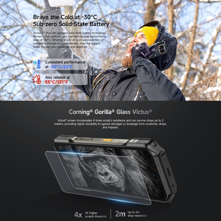 Ulefone Armor 27 Pro Rugged Phone, 12GB+256GB, Night Vision, 10600mAh, 6.78 inch Android 14 MediaTek Dimensity 6300 Octa Core, Network: 5G, NFC (Black)
