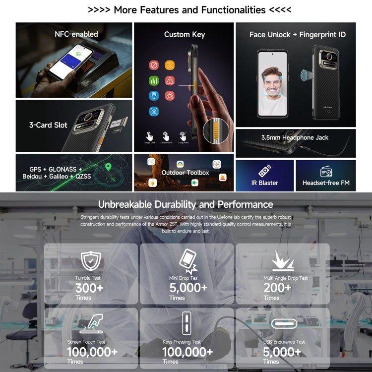 Ulefone Armor 25T Rugged Phone, 6GB+256GB, Thermal Imaging, 6.78 inch Android 14 MediaTek Helio G99 Octa Core, Network: 4G, NFC, OTG (Black) - free shipping - PMC TechLife - Order now!