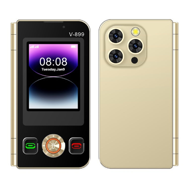 SOYES V-899, 32MB+64MB, 2.4 inch + 2.8 inch Display MTK6261D CPU, BT 3.0, Network: 2G, Dual SIM (Gold)