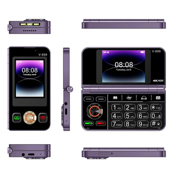 SOYES V-899, 32MB+64MB, 2.4 inch + 2.8 inch Display MTK6261D CPU, BT 3.0, Network: 2G, Dual SIM (Purple)