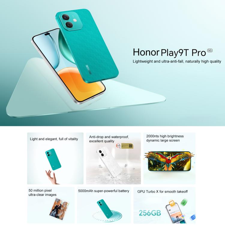Honor Play9T Pro, 12GB+256GB, Screen Fingerprint, 6.7 inch MagicOS 8.0 Android 14.0 Dimensity 6080 Octa Core, Network: 5G, OTG (Black) - free shipping - PMc TechLife - Order now!