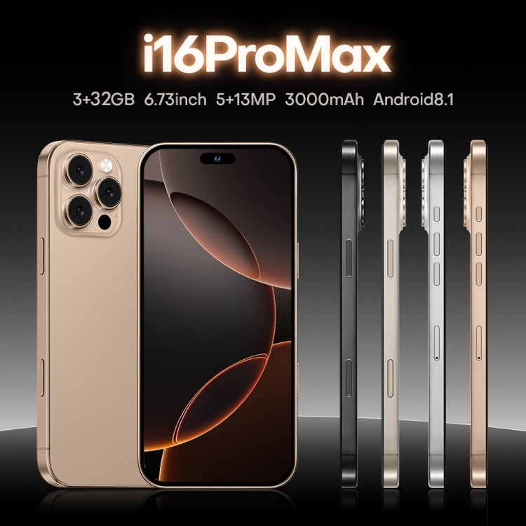 i16 Pro Max / A08, 3GB+32GB, 6.73 inch Screen, Face Identification, Android 8.1 MTK6753 Octa Core, Network: 3G, Dual SIM, UK Plug (Black)