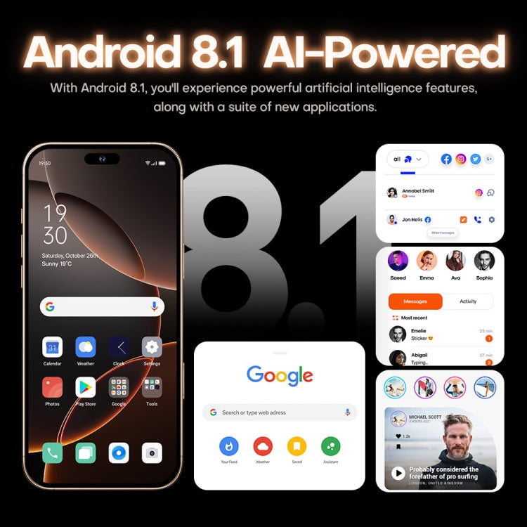 i16 Pro Max / A08, 3GB+32GB, 6.73 inch Screen, Face Identification, Android 8.1 MTK6753 Octa Core, Network: 3G, Dual SIM, US Plug (White)