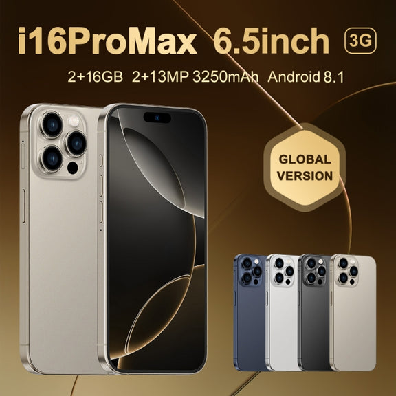 i16 Pro Max / Q5, 2GB+16GB, 6.5 inch Screen, Face Identification, Android 8.1 MTK6580P Quad Core, Network: 3G, Dual SIM, EU Plug (Blue)