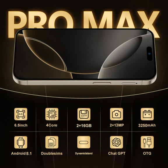 i16 Pro Max / Q5, 2GB+16GB, 6.5 inch Screen, Face Identification, Android 8.1 MTK6580P Quad Core, Network: 3G, Dual SIM, EU Plug (Blue)