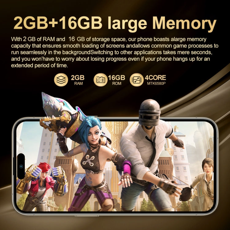 i16 Pro Max / Q5, 2GB+16GB, 6.5 inch Screen, Face Identification, Android 8.1 MTK6580P Quad Core, Network: 3G, Dual SIM, EU Plug (Black)