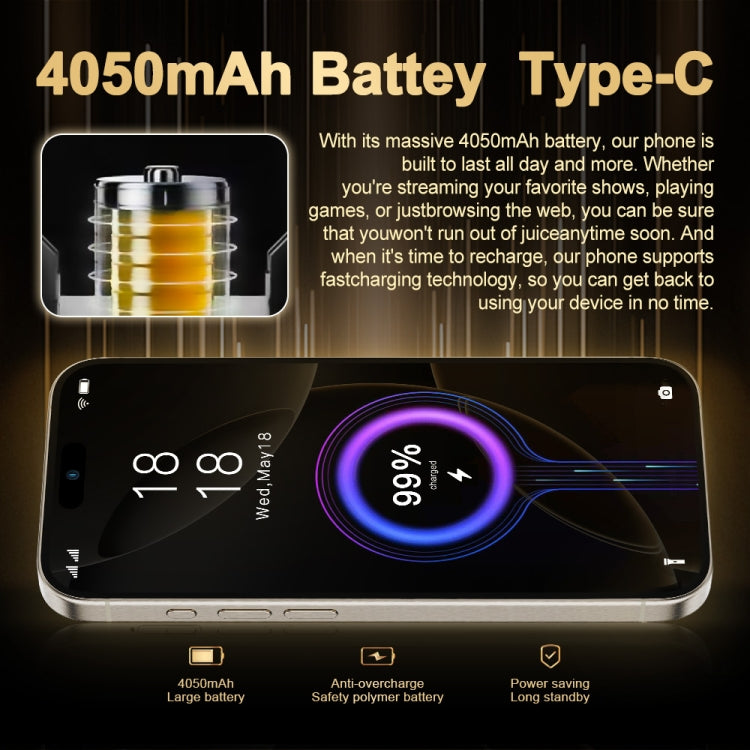 i16 Pro Max / Q5A, 6GB+128GB, 6.5 inch Screen, Face Identification, Android 10 MTK6762 Octa Core, OTG, NFC, Network: 4G, Dual SIM, EU Plug (Black)