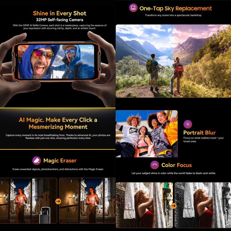 Blackview BL7000 Rugged Phone, 8GB+256GB, 6.78 inch Android 15 MediaTek Dimensity 6300 Octa Core, Network: 5G, NFC, OTG (Orange) - free shipping - PMc TechLife - Order now!