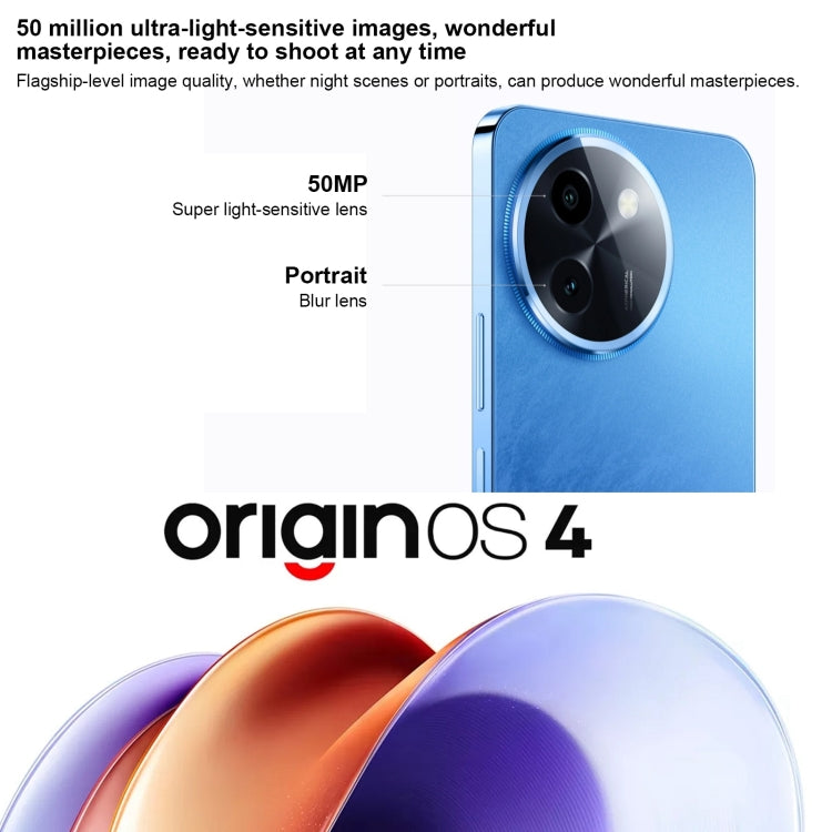 vivo Y200t, Dual Back Cameras, 12GB+512GB, Face ID Screen Fingerprint Identification, 6.72 inch Android 14.0 OriginOS 4 Snapdragon 6 Gen 1 Octa Core 2.2GHz, OTG, Network: 5G, Support Google Play (Blue)