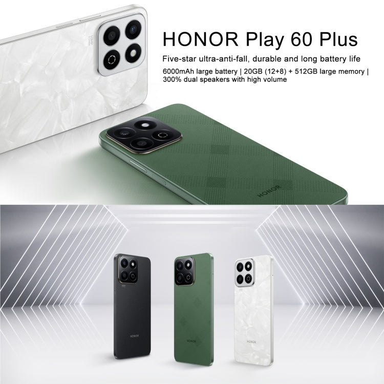 Honor Play 60 Plus 5G, 12GB+512GB, 6.77 inch MagicOS 8.0 Qualcomm Snapdragon 4 Gen2 Octa Core up to 2.2GHz, Network: 5G, OTG, Not Support Google Play (Green)