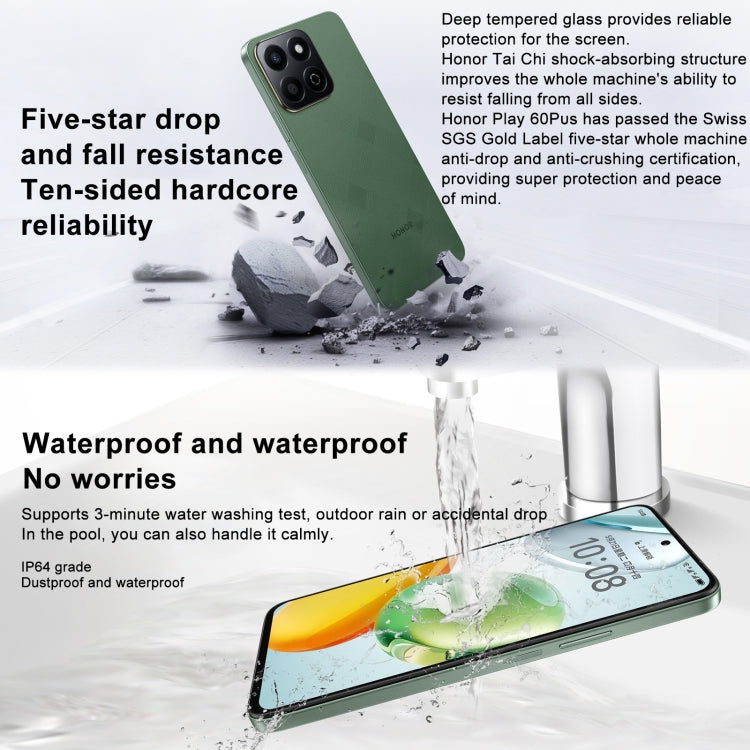 Honor Play 60 Plus 5G, 12GB+512GB, 6.77 inch MagicOS 8.0 Qualcomm Snapdragon 4 Gen2 Octa Core up to 2.2GHz, etwork: 5G, OTG, Not Support Google Play (Black) - free shipping - PMC Jewellery - Order now!