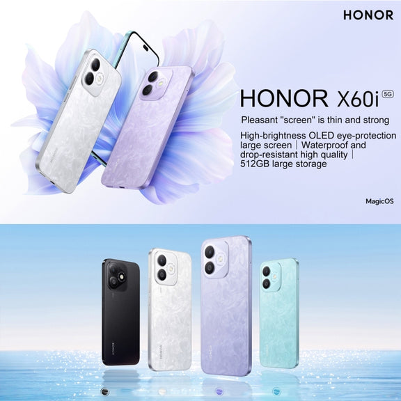 Honor X60i, 12GB+512GB, Screen Fingerprint, 6.7 inch MagicOS 8.0 Dimensity 6080 Octa Core, Network: 5G, OTG, Not Support Google Play (White)